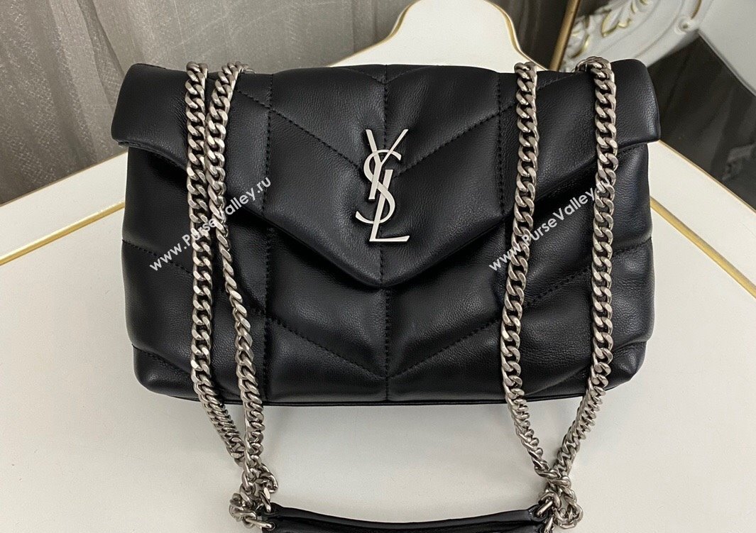 Saint Laurent toy puffer Bag in lambskin 759337 Black/Silver (nana-24010939)
