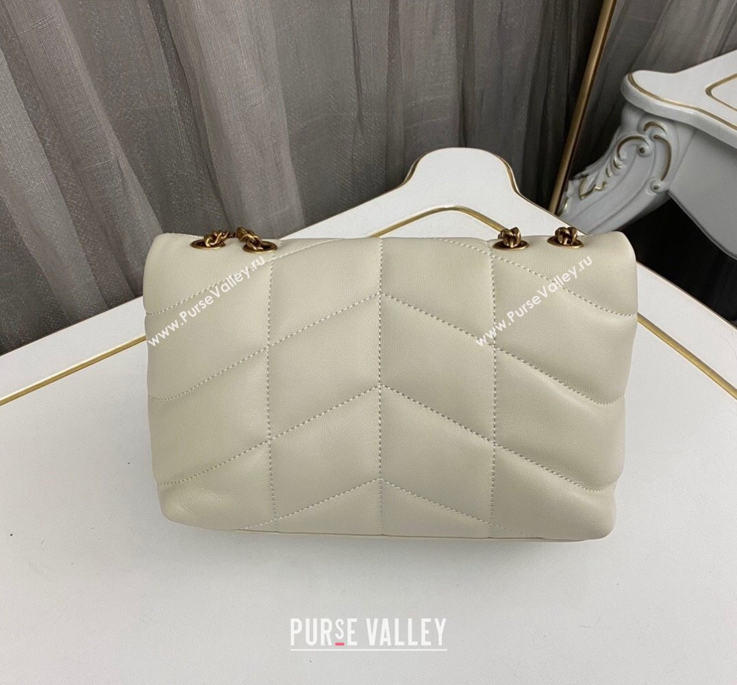 Saint Laurent toy puffer Bag in lambskin 759337 Vintage White/Gold (nana-24010943)