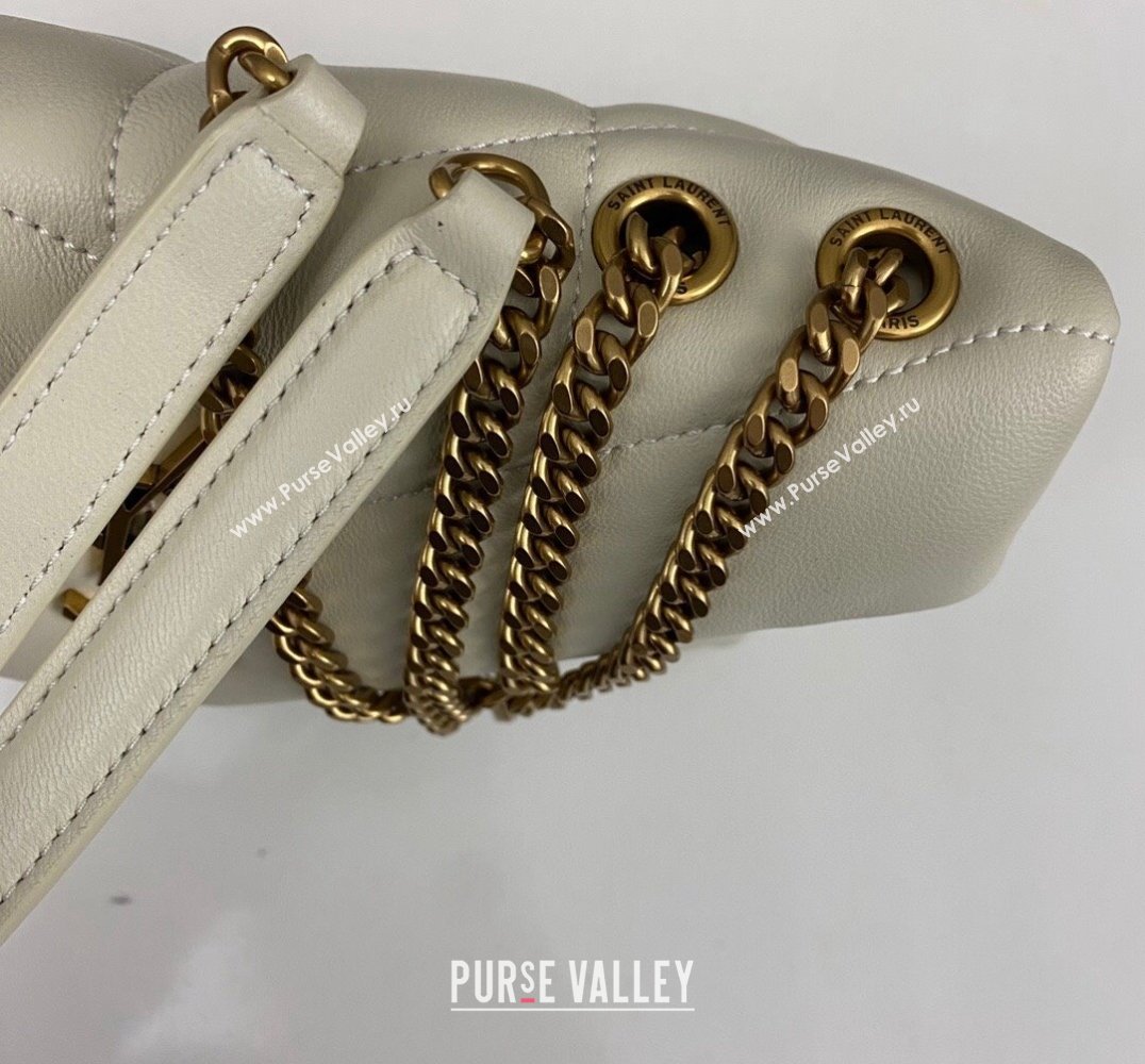 Saint Laurent toy puffer Bag in lambskin 759337 Vintage White/Gold (nana-24010943)