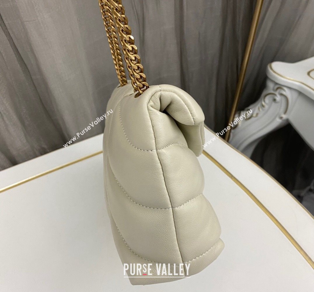 Saint Laurent toy puffer Bag in lambskin 759337 Vintage White/Gold (nana-24010943)