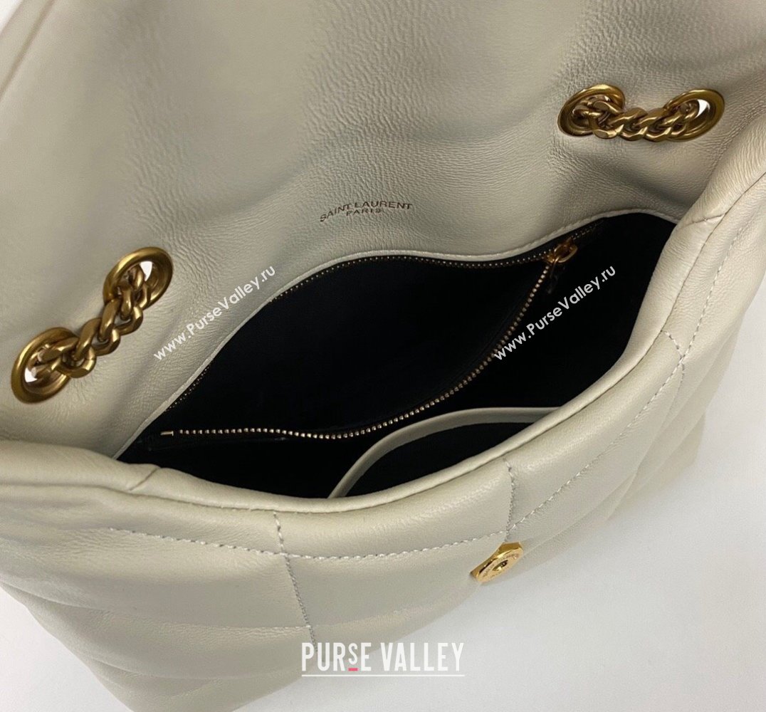 Saint Laurent toy puffer Bag in lambskin 759337 Vintage White/Gold (nana-24010943)