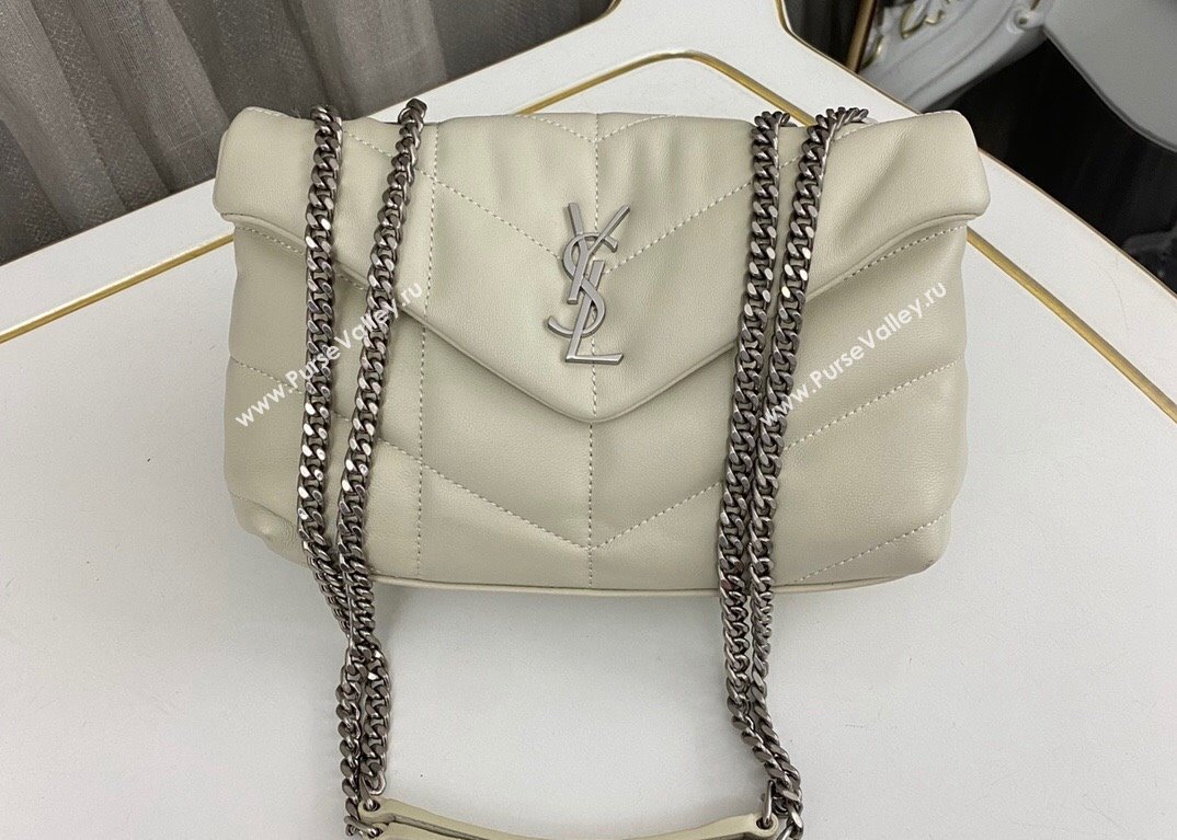 Saint Laurent toy puffer Bag in lambskin 759337 Vintage White/Silver (nana-24010944)