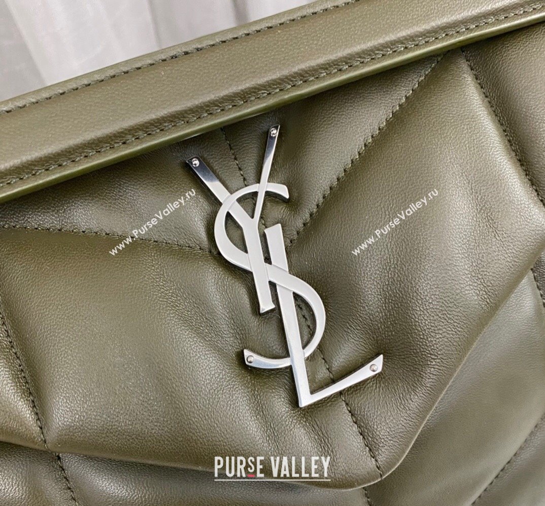 Saint Laurent puffer small Bag in nappa leather 577476 Olive Green/Silver (nana-24010925)