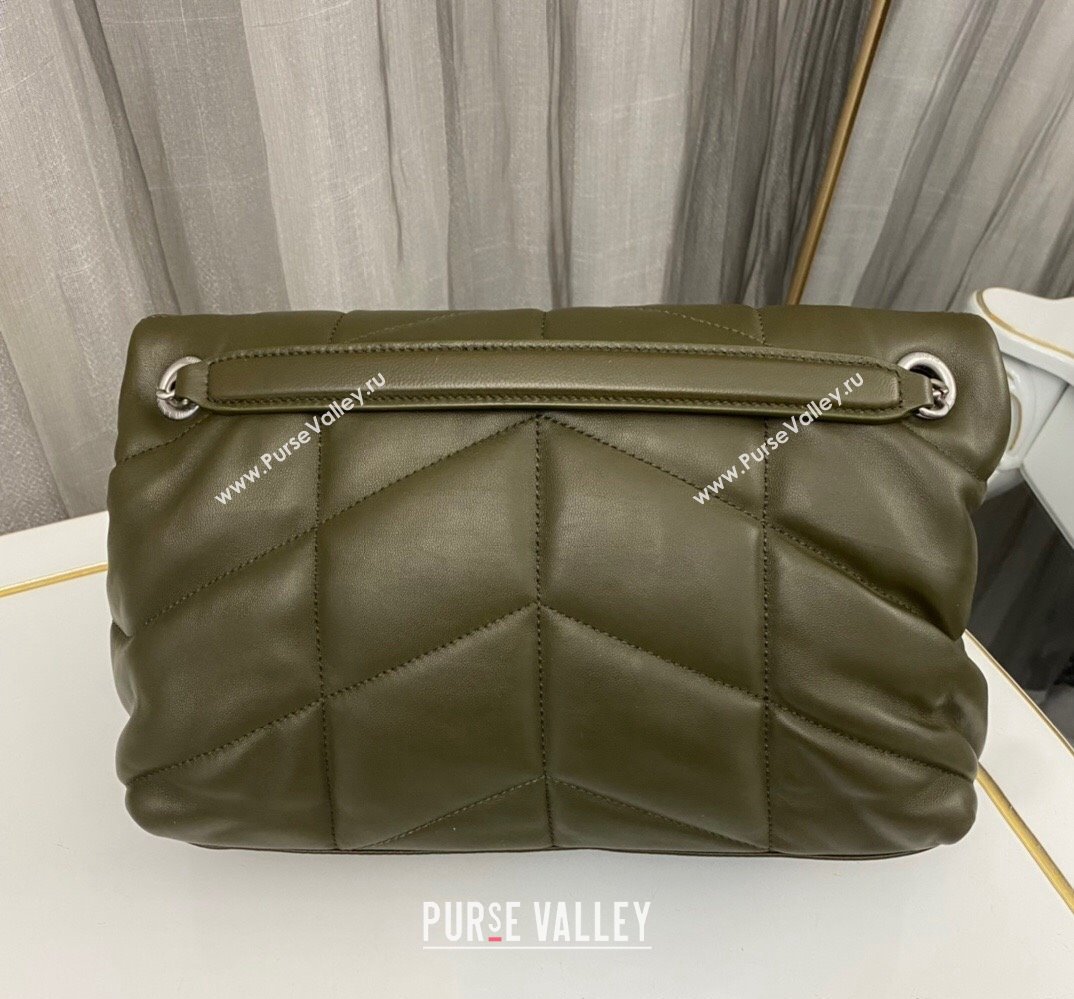 Saint Laurent puffer small Bag in nappa leather 577476 Olive Green/Silver (nana-24010925)