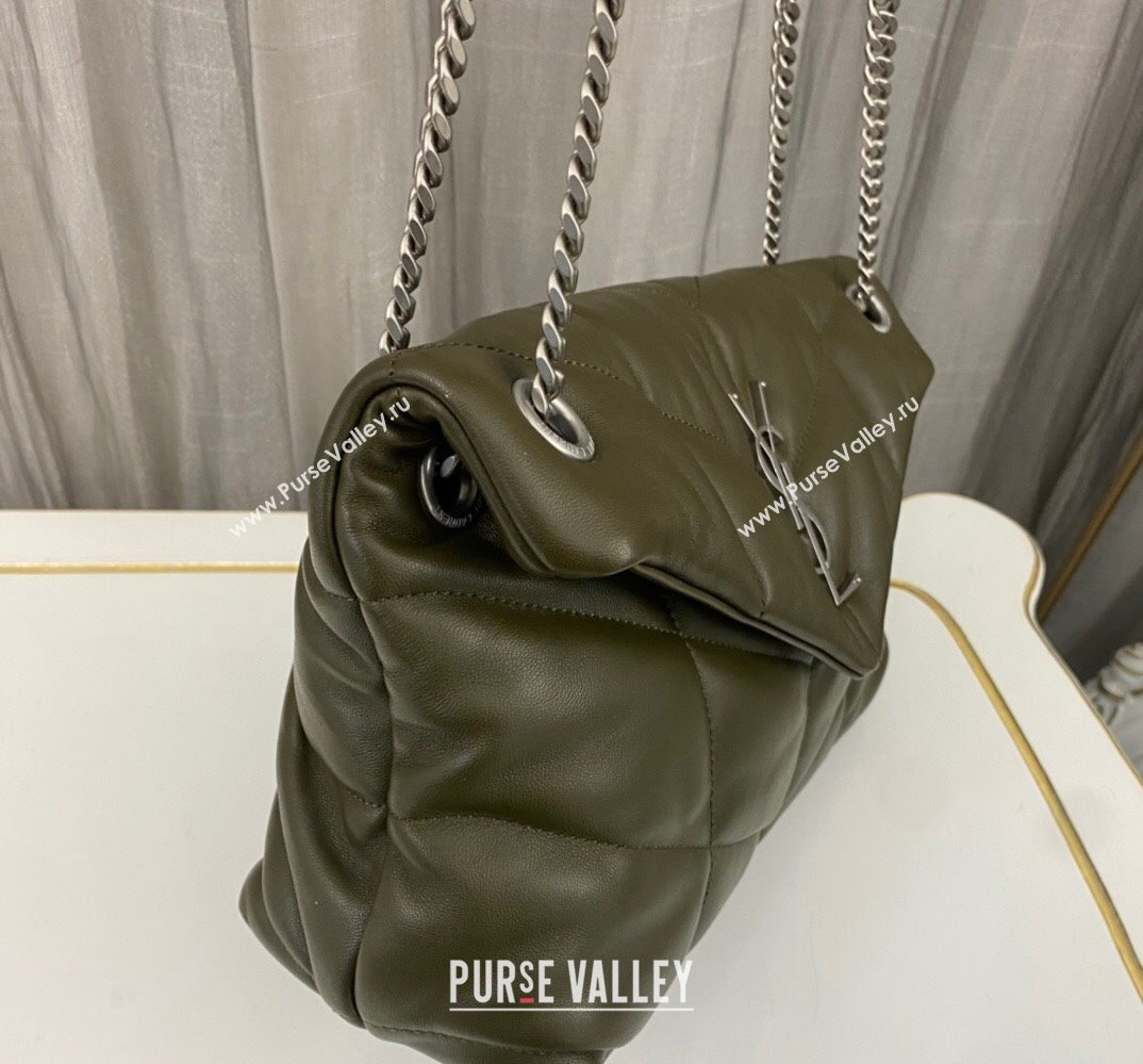 Saint Laurent puffer small Bag in nappa leather 577476 Olive Green/Silver (nana-24010925)