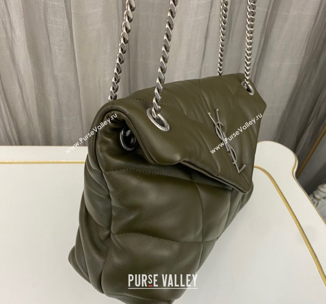 Saint Laurent puffer small Bag in nappa leather 577476 Olive Green/Silver (nana-24010925)