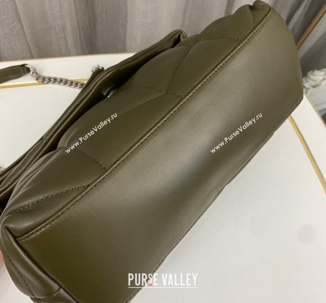 Saint Laurent puffer small Bag in nappa leather 577476 Olive Green/Silver (nana-24010925)