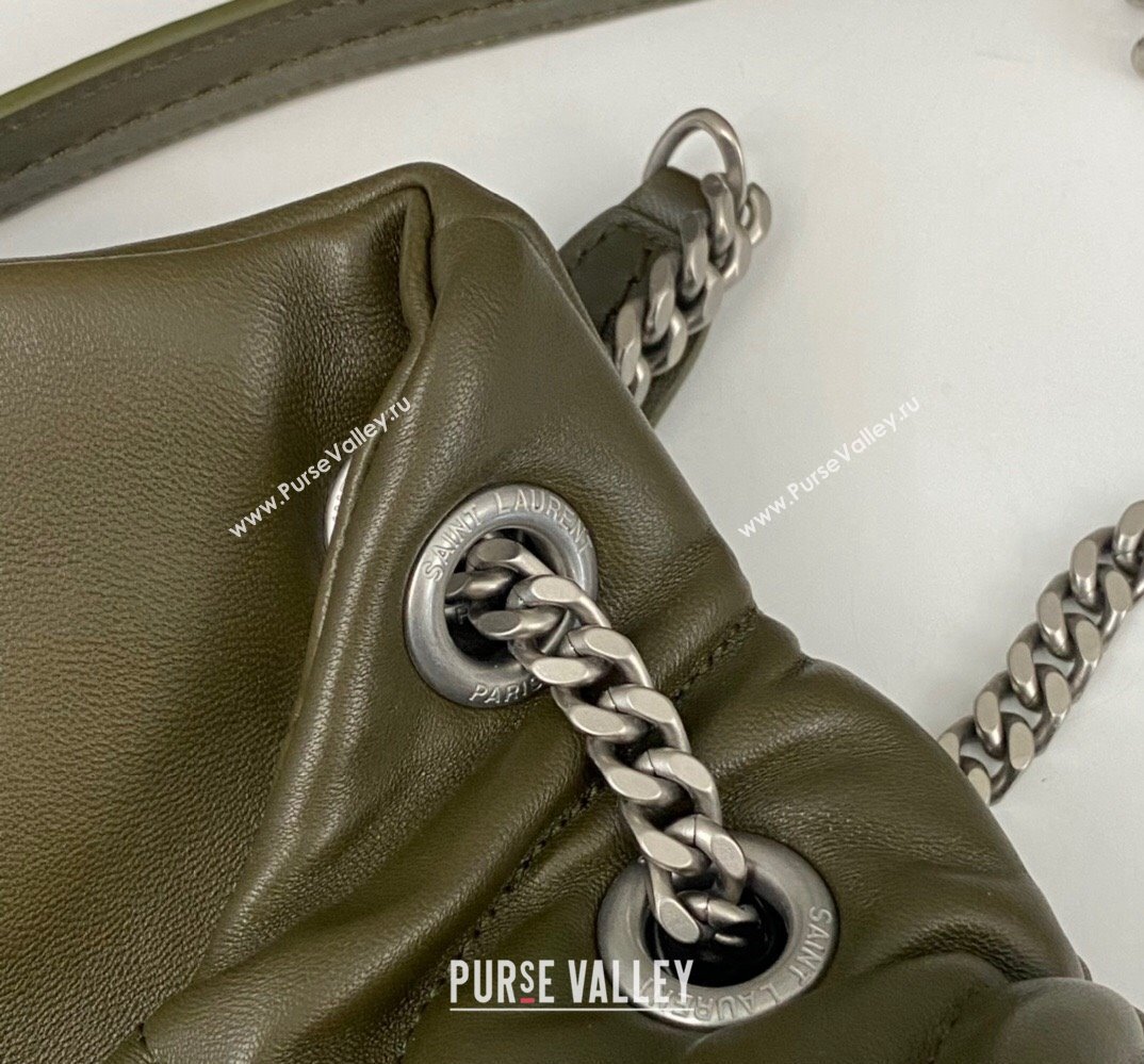 Saint Laurent puffer small Bag in nappa leather 577476 Olive Green/Silver (nana-24010925)