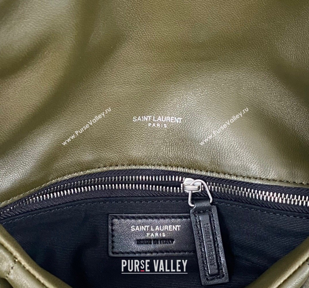 Saint Laurent puffer small Bag in nappa leather 577476 Olive Green/Silver (nana-24010925)