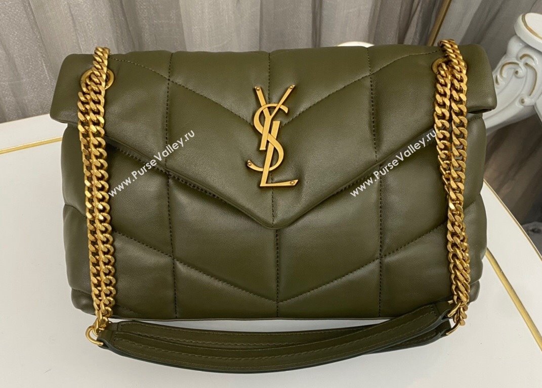 Saint Laurent puffer small Bag in nappa leather 577476 Olive Green/Gold (nana-24010924)