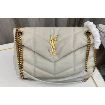Saint Laurent puffer small Bag in nappa leather 577476 Vintage White/Gold (nana-24010929)