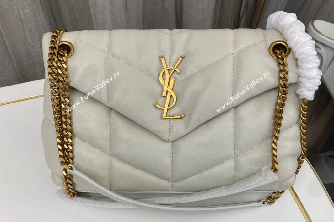 Saint Laurent puffer small Bag in nappa leather 577476 Vintage White/Gold (nana-24010929)