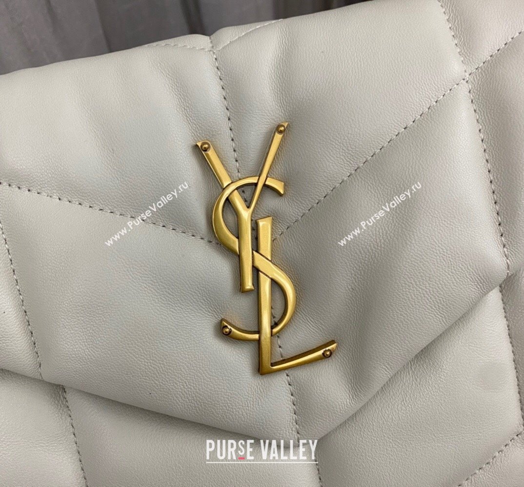 Saint Laurent puffer small Bag in nappa leather 577476 Vintage White/Gold (nana-24010929)