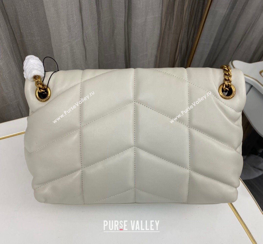 Saint Laurent puffer small Bag in nappa leather 577476 Vintage White/Gold (nana-24010929)