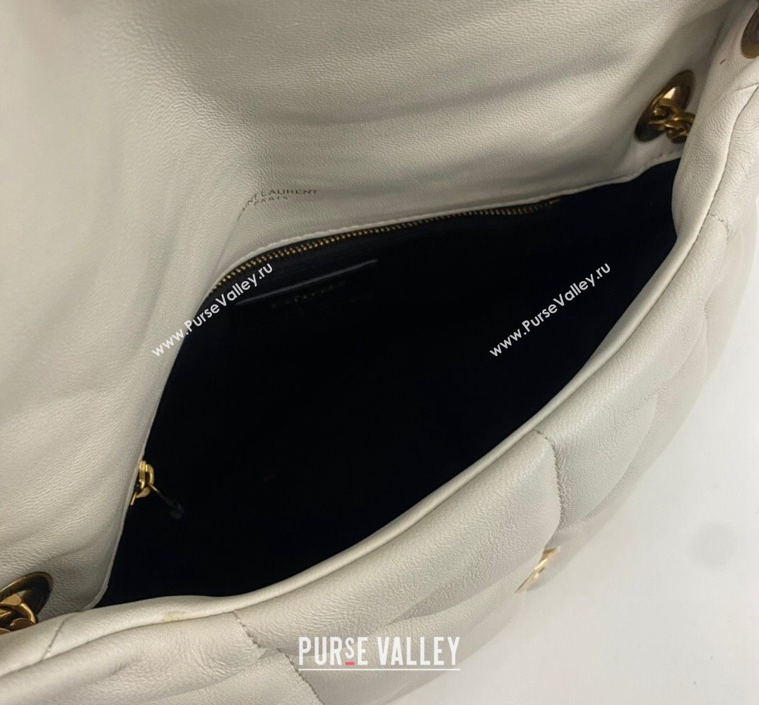 Saint Laurent puffer small Bag in nappa leather 577476 Vintage White/Gold (nana-24010929)