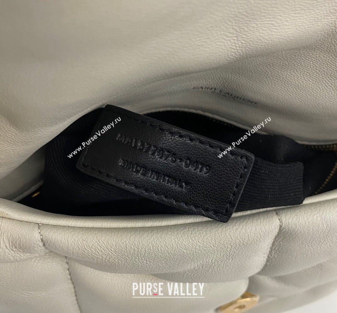 Saint Laurent puffer small Bag in nappa leather 577476 Vintage White/Gold (nana-24010929)