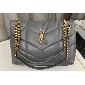 Saint Laurent puffer medium Bag in nappa leather 577475 Gray/Gold (nana-24010906)