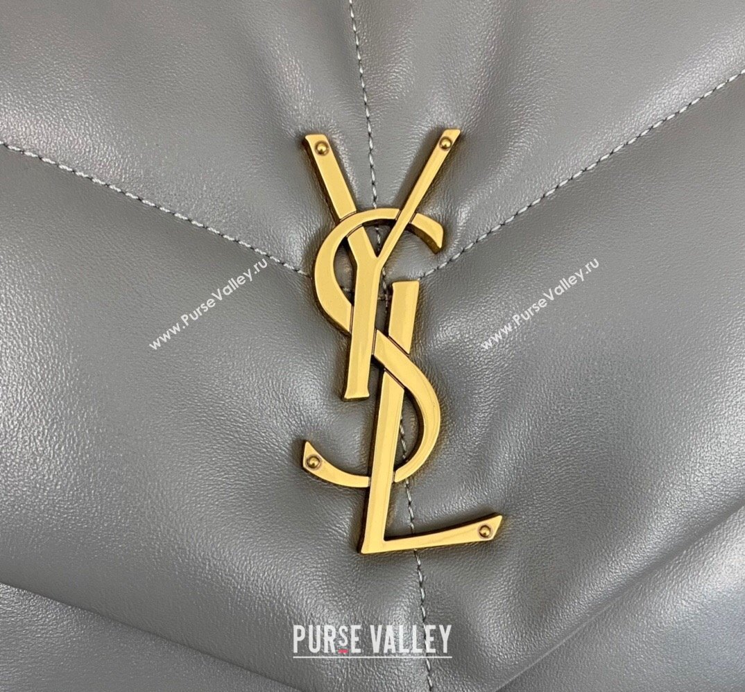 Saint Laurent puffer medium Bag in nappa leather 577475 Gray/Gold (nana-24010906)