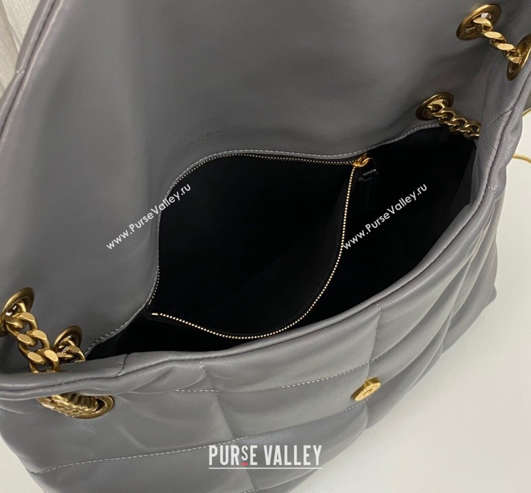 Saint Laurent puffer medium Bag in nappa leather 577475 Gray/Gold (nana-24010906)