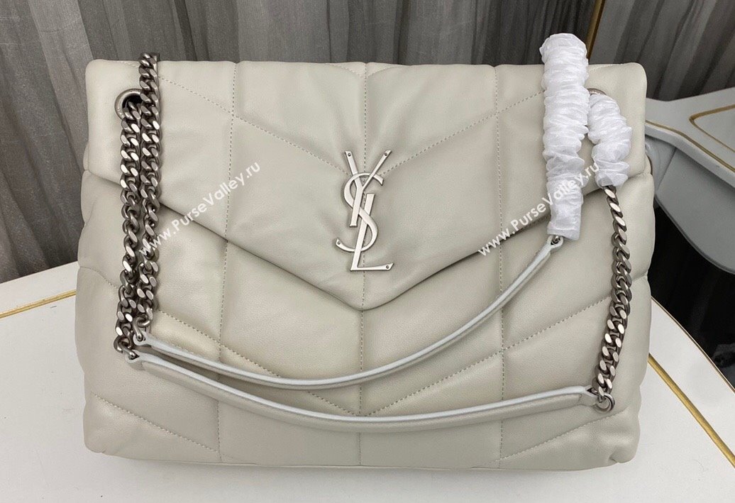 Saint Laurent puffer medium Bag in nappa leather 577475 Vintage White/Silver (nana-24010912)