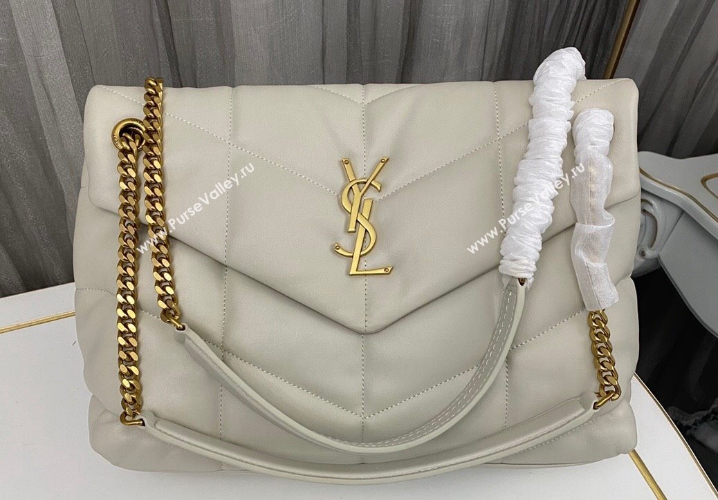 Saint Laurent puffer medium Bag in nappa leather 577475 Vintage White/Gold (nana-24010911)