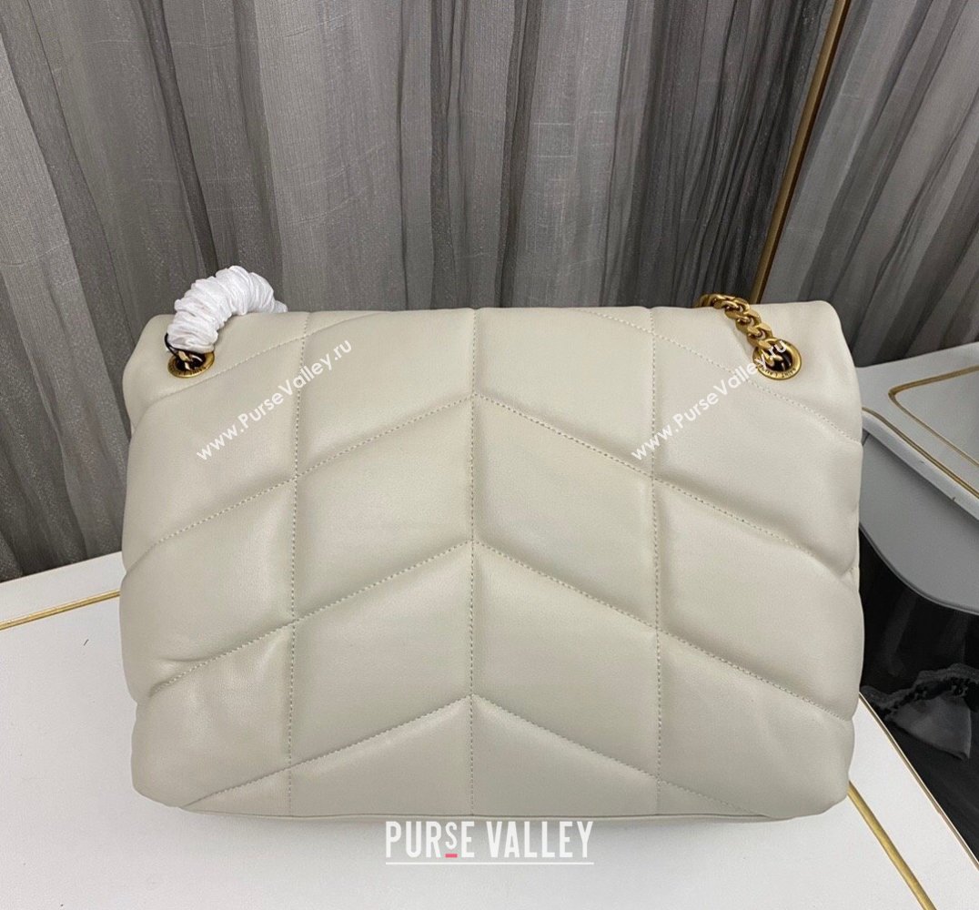 Saint Laurent puffer medium Bag in nappa leather 577475 Vintage White/Gold (nana-24010911)