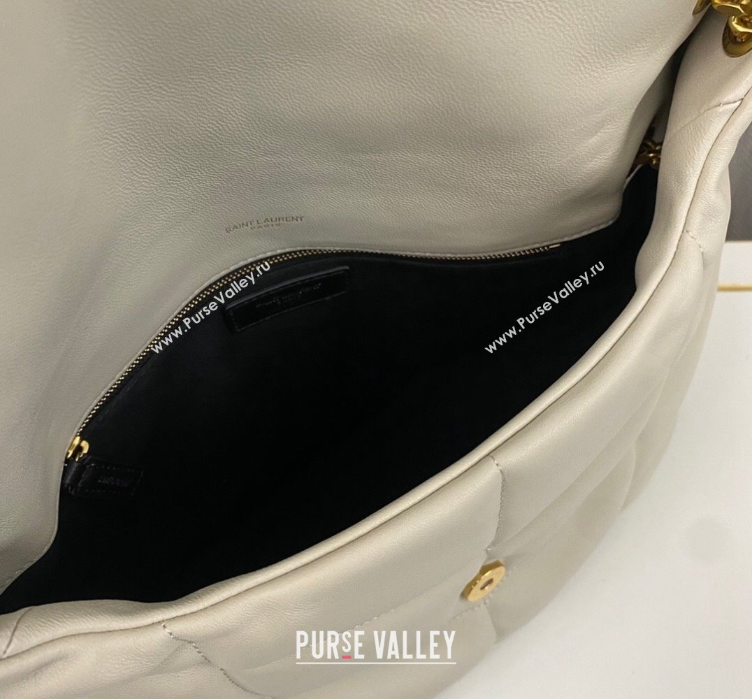 Saint Laurent puffer medium Bag in nappa leather 577475 Vintage White/Gold (nana-24010911)