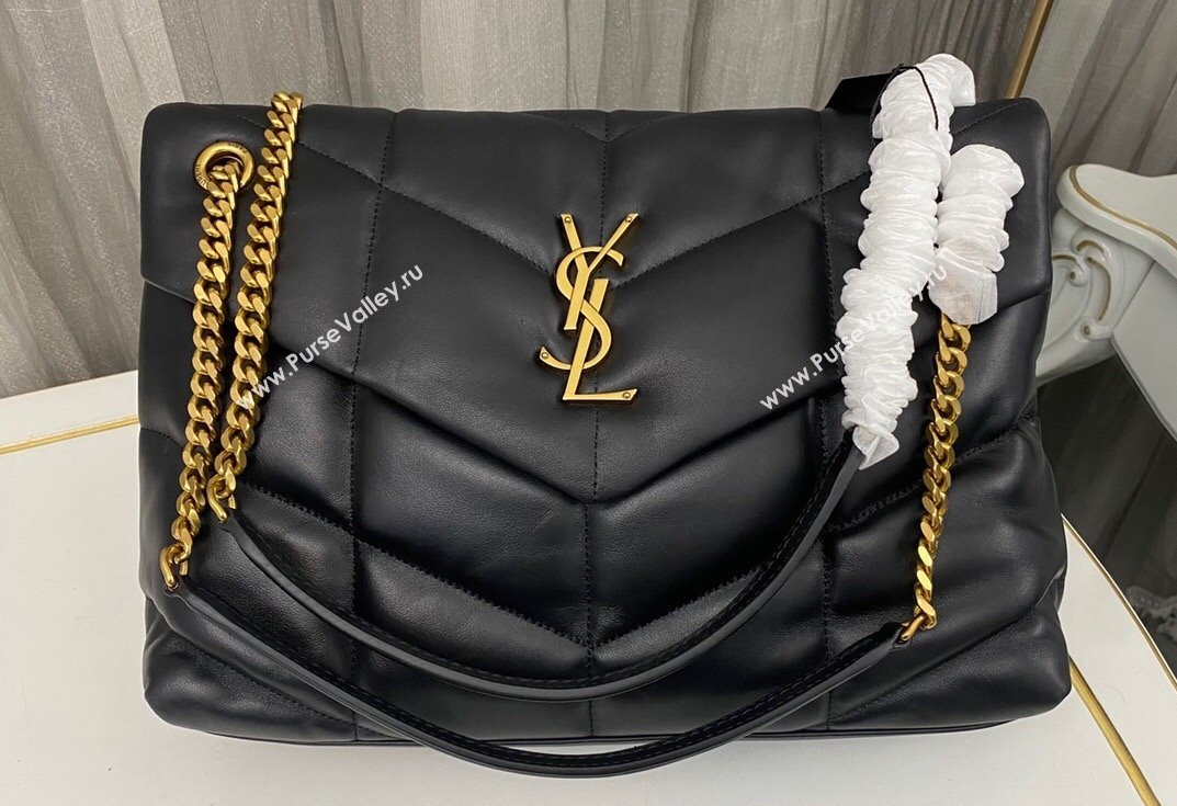 Saint Laurent puffer medium Bag in nappa leather 577475 Black/Gold (nana-24010902)