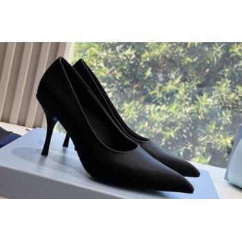 Prada Heel 9cm Satin Pumps Black Spring 2024 (kaola-23120221)