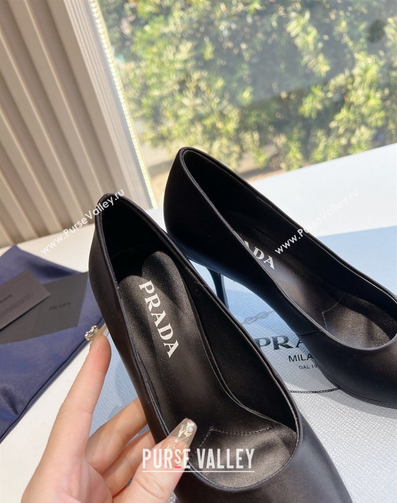 Prada Heel 9cm Satin Pumps Black Spring 2024 (kaola-23120221)