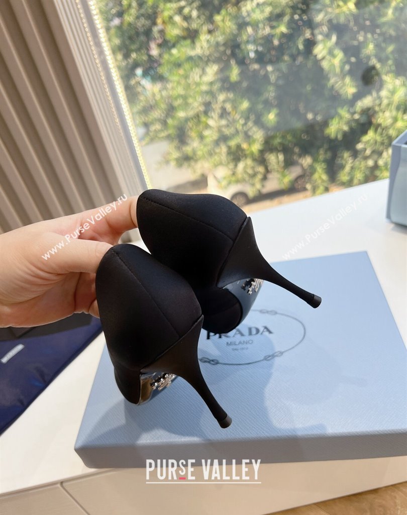 Prada Heel 9cm Satin Pumps Black Spring 2024 (kaola-23120221)
