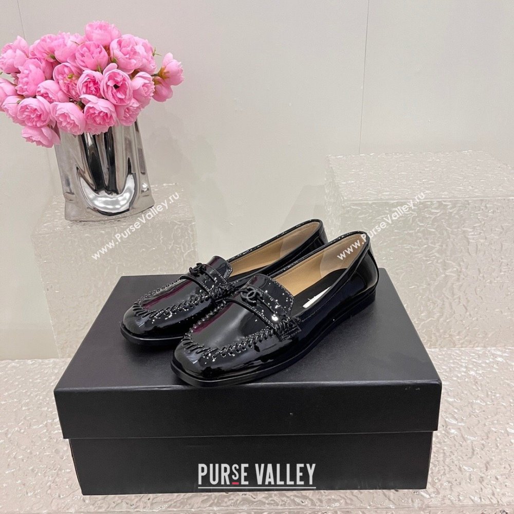 Chanel Patent Calfskin Moccasins G45409 Black 2024 (SS-23120402)