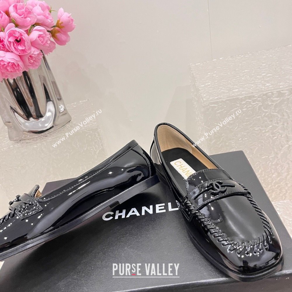 Chanel Patent Calfskin Moccasins G45409 Black 2024 (SS-23120402)