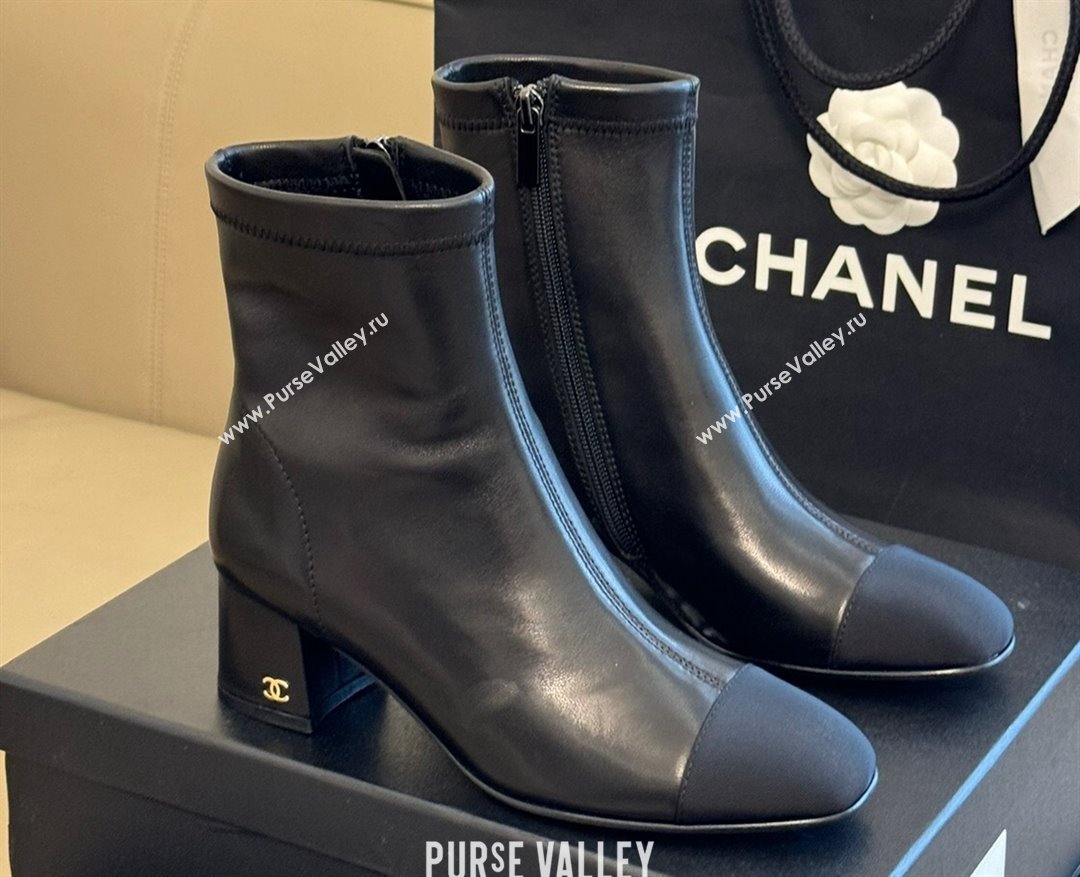 Chanel Black Lambskin Grosgrain Ankle Boots 2024 (kaola-23120408)