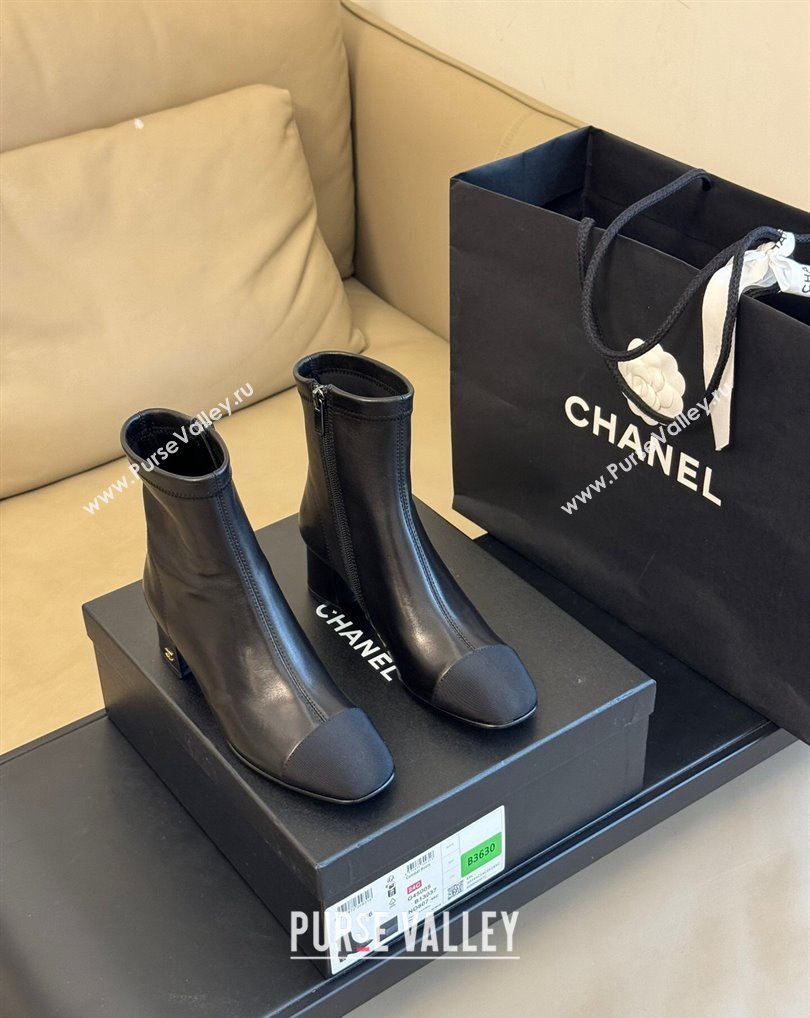 Chanel Black Lambskin Grosgrain Ankle Boots 2024 (kaola-23120408)