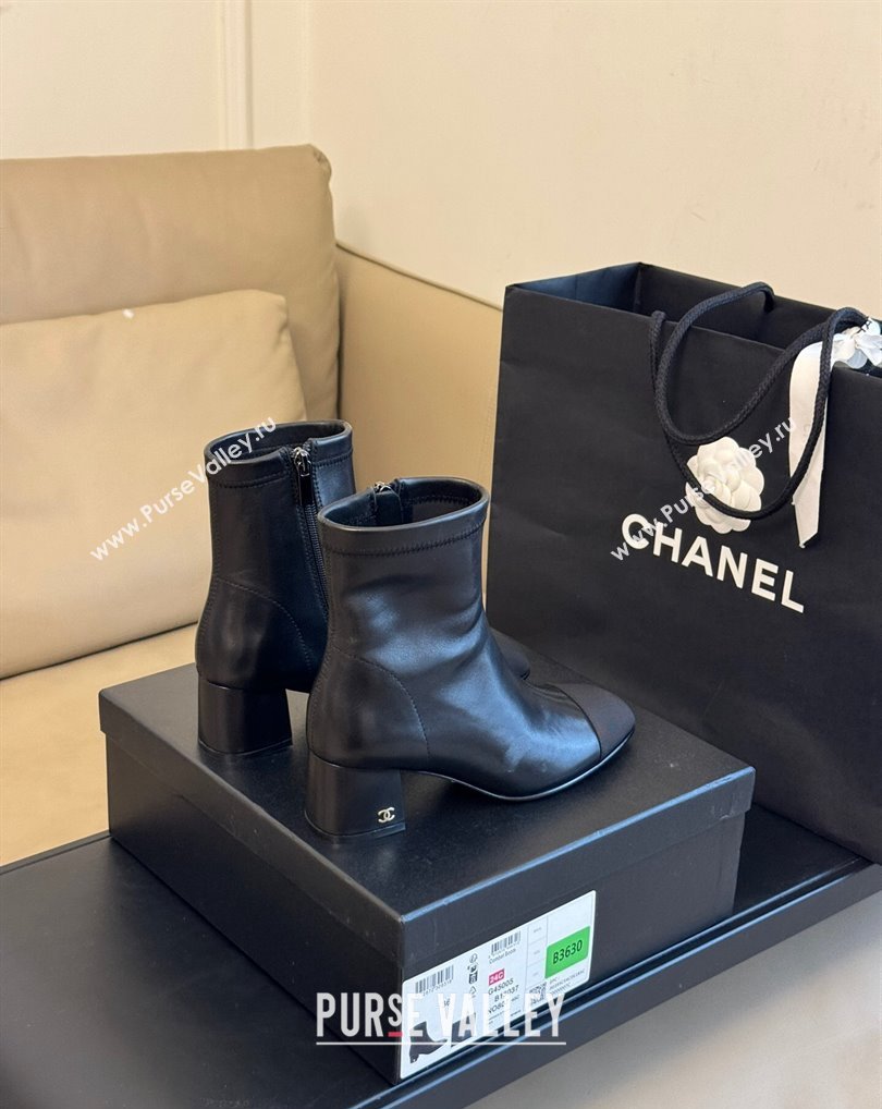 Chanel Black Lambskin Grosgrain Ankle Boots 2024 (kaola-23120408)