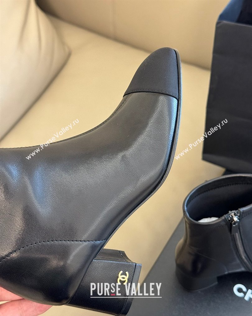 Chanel Black Lambskin Grosgrain Ankle Boots 2024 (kaola-23120408)