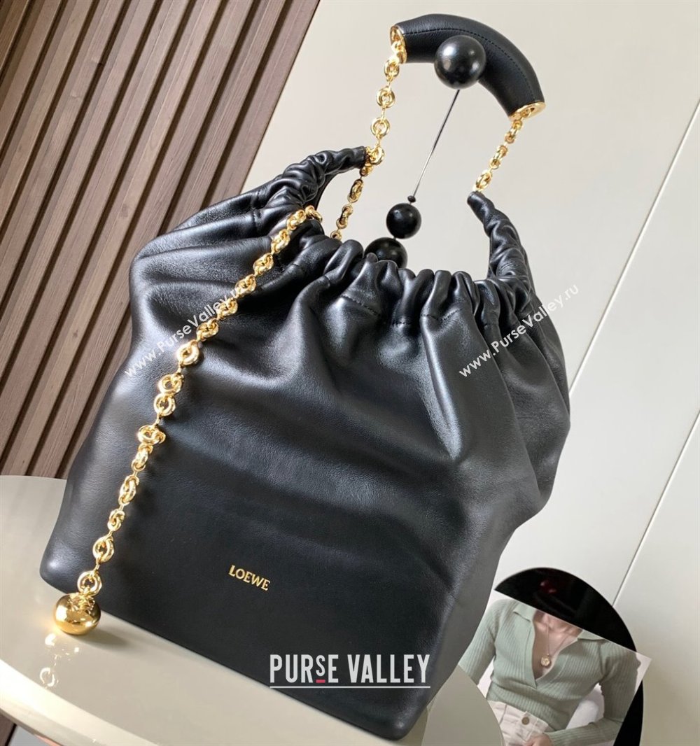 Loewe Medium Squeeze bag in nappa lambskin Black (xinyidai-23120401)