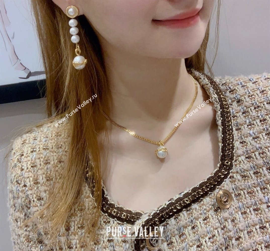 Chanel Metal, Glass Pearls Imitation Pearls Pendant Earrings ABC056 2024 (YF-23120504)
