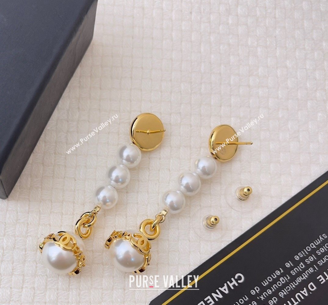 Chanel Metal, Glass Pearls Imitation Pearls Pendant Earrings ABC056 2024 (YF-23120504)