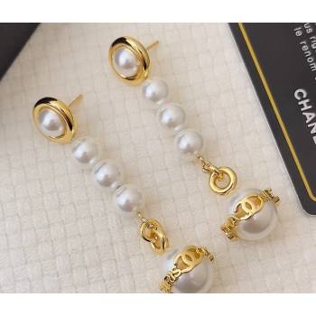 Chanel Metal, Glass Pearls Imitation Pearls Pendant Earrings ABC056 2024 (YF-23120504)