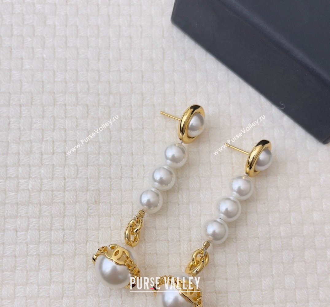 Chanel Metal, Glass Pearls Imitation Pearls Pendant Earrings ABC056 2024 (YF-23120504)