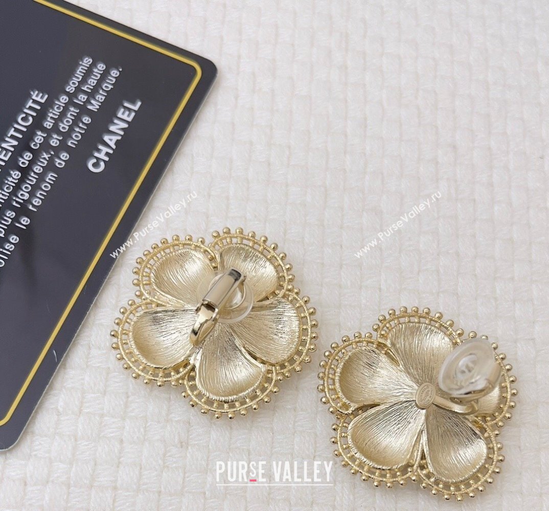 Chanel Metal Glass Pearls Clip-on Stud Earrings ABC210 Gold, Beige Pearly White 2024 (YF-23120510)