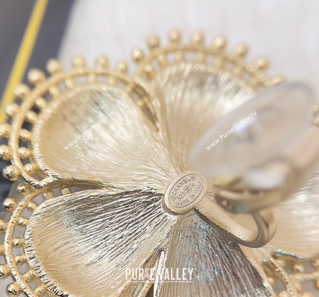 Chanel Metal Glass Pearls Clip-on Stud Earrings ABC210 Gold, Beige Pearly White 2024 (YF-23120510)