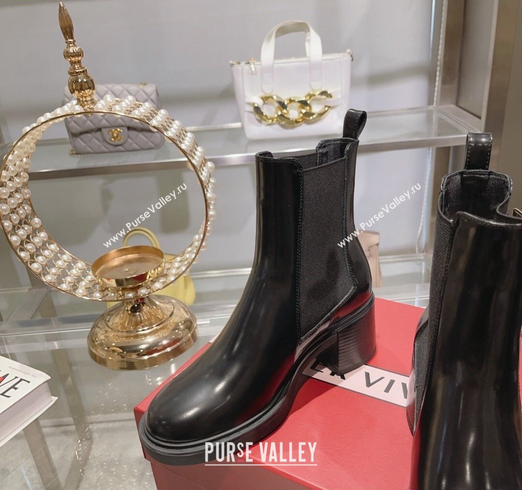 Roger Vivier Viv Rangers Metal Buckle Chelsea Ankle Boots in Brushed Leather Black 2024 (upin-23120602)