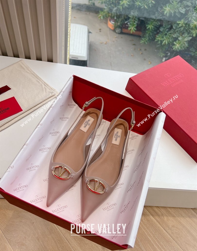 Valentino VLogo Signature leather slingback pumps Nude Spring 2024 (kaola-23120704)
