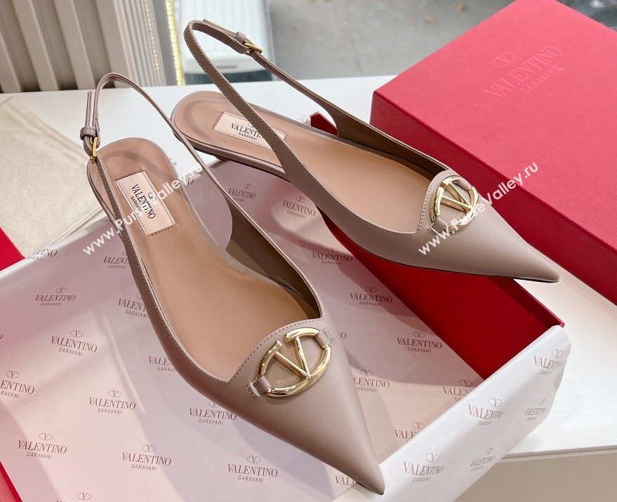 Valentino VLogo Signature leather slingback pumps Nude Spring 2024 (kaola-23120704)