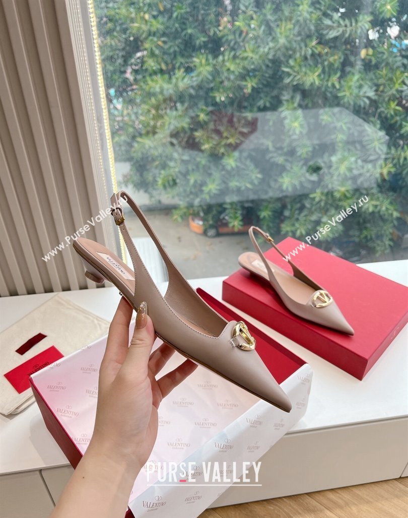 Valentino VLogo Signature leather slingback pumps Nude Spring 2024 (kaola-23120704)
