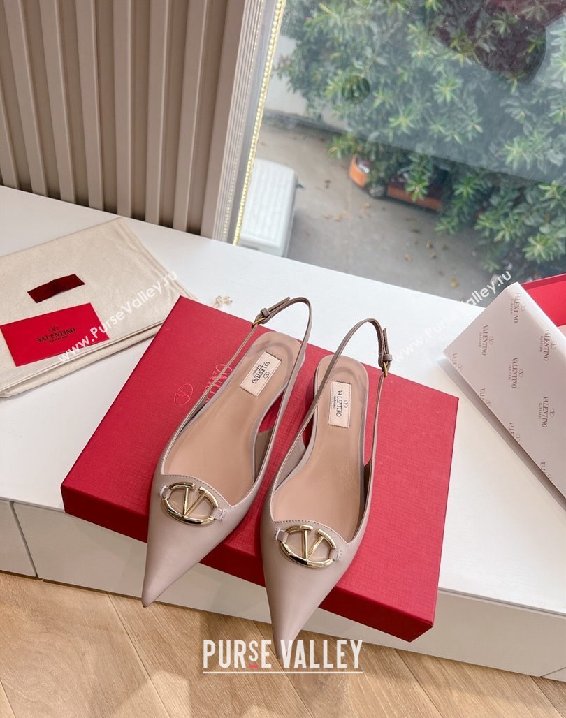 Valentino VLogo Signature leather slingback pumps Nude Spring 2024 (kaola-23120704)