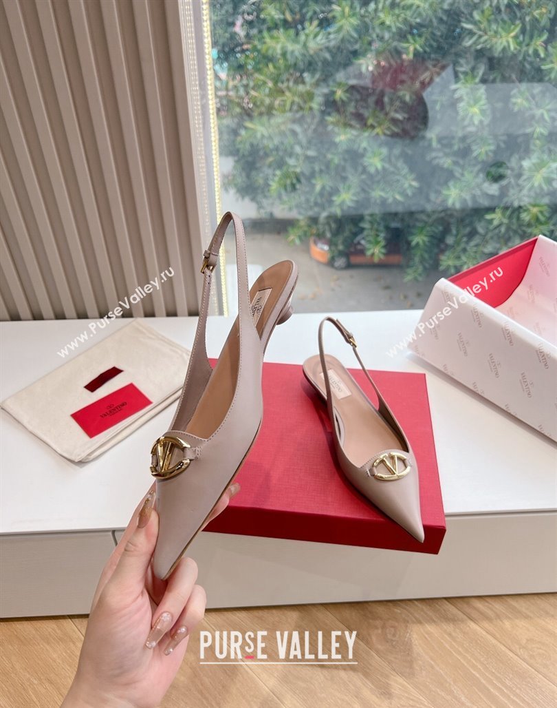 Valentino VLogo Signature leather slingback pumps Nude Spring 2024 (kaola-23120704)